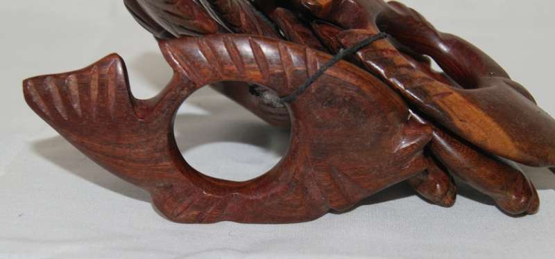6x Hand Carved Wooden Fish Serviette Rings