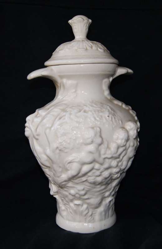 Vintage Ornate White Urn with Cherubs