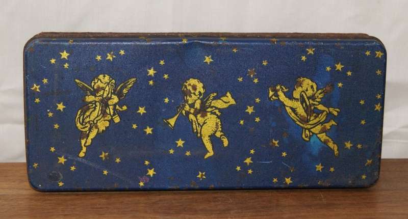 Vintage Tin with Musical Puttis and Stars