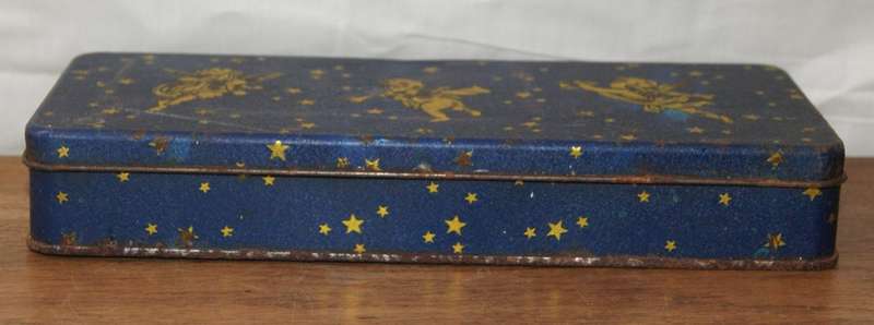 Vintage Tin with Musical Puttis and Stars