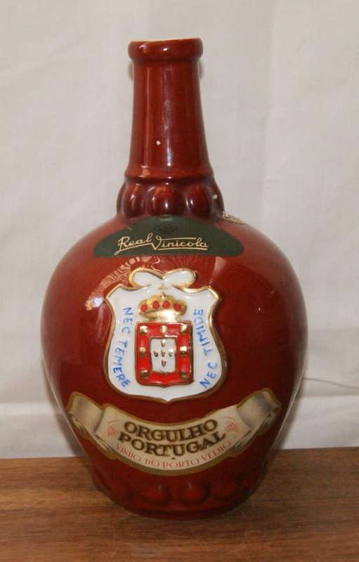 Vintage Ceramic Portuguese Wine Bottle