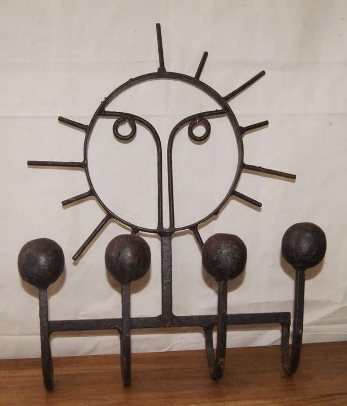 Vintage Hand Made Metal Wall Hanging Coat Rack