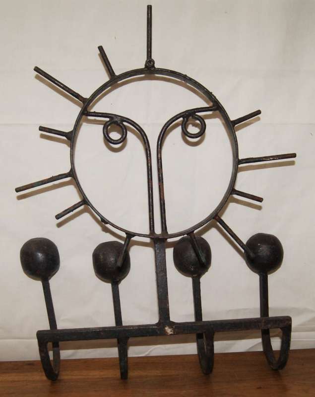 Vintage Hand Made Metal Wall Hanging Coat Rack