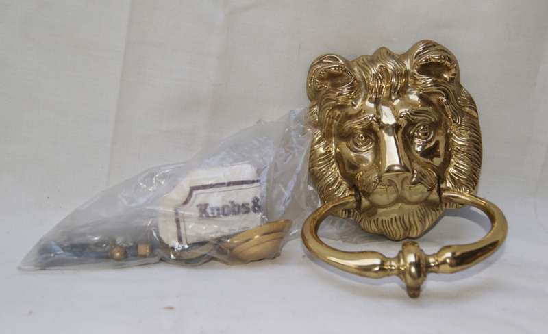Large Brass Lions Head Door Knocker (Never used with all accessories)