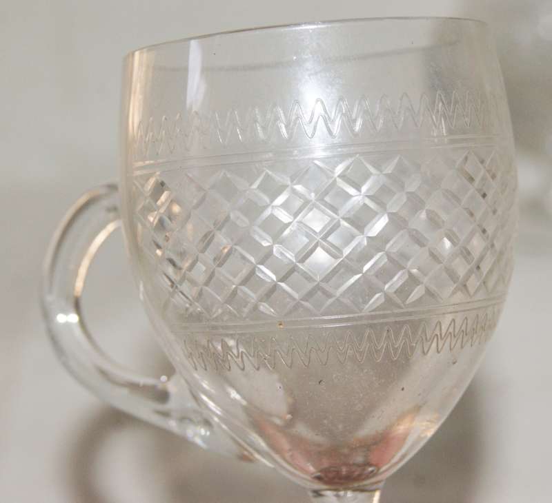 3x Etched and Cut Crystal Glasses