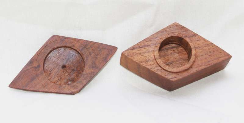 Hand Made Diamond Shaped Wooden Trinket Box