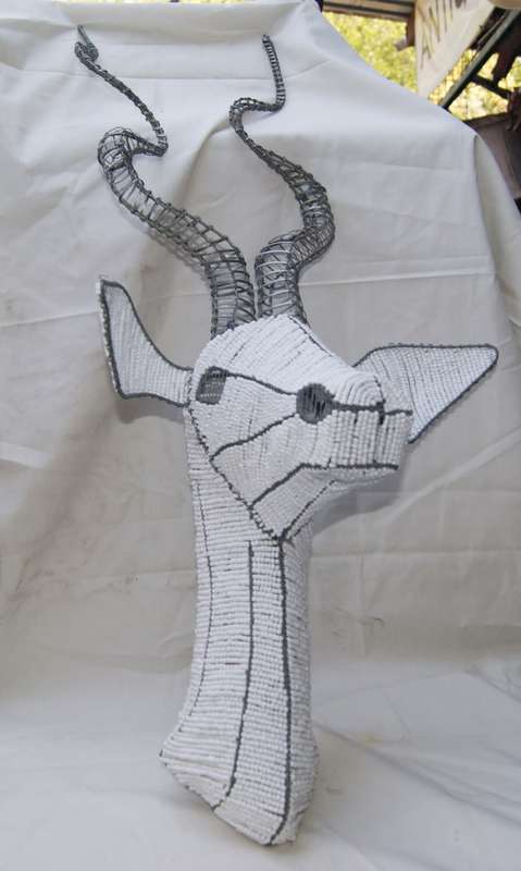 Hand Made Hanging Beaded Buck Head