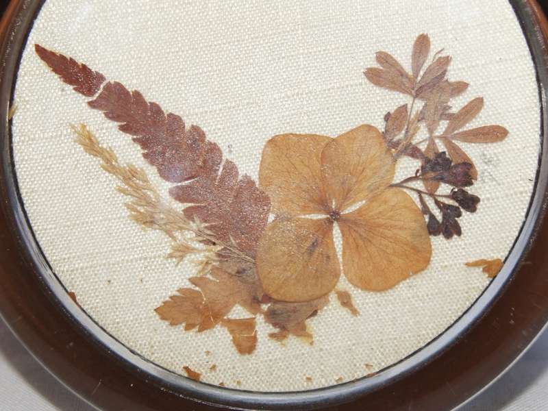 Vintage Glass Paperweight with Dried Flowers