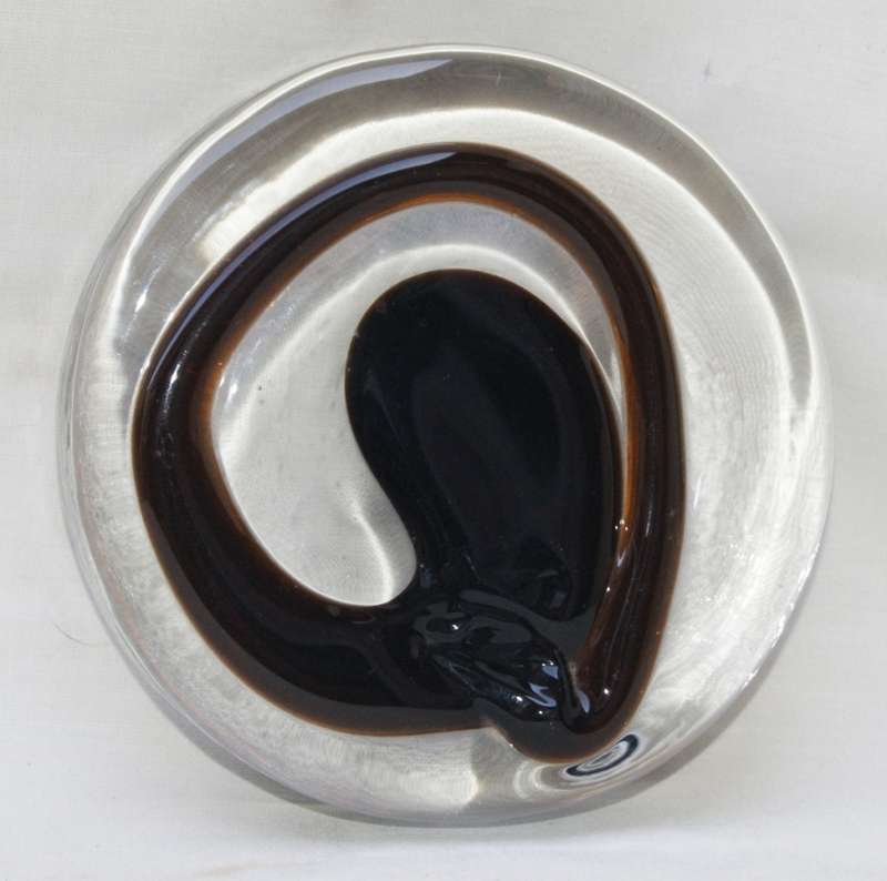 Vintage Hand Blown Glass Rondell Paperweight