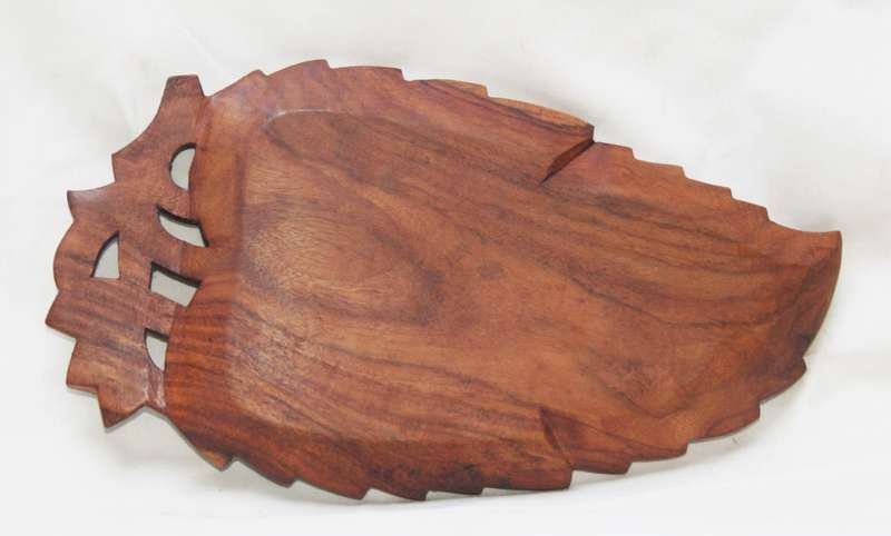 Wooden Hand Carved Leaf Shape Tray