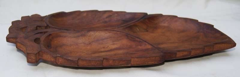 Wooden Hand Carved Leaf Shape Tray