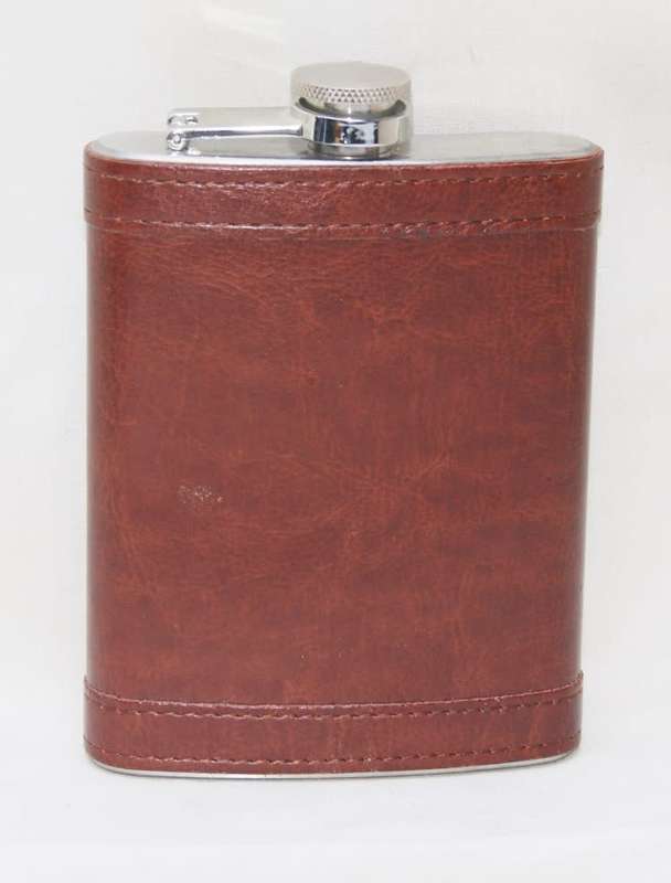 Leather and Stainless Steel 8oz Angelo Hip Flask