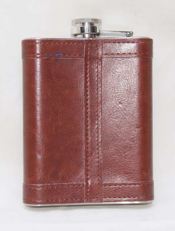 Leather and Stainless Steel 8oz Angelo Hip Flask