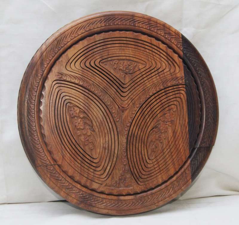 Magnificent Hand Carved 3D Folding Snack Bowl with Handle