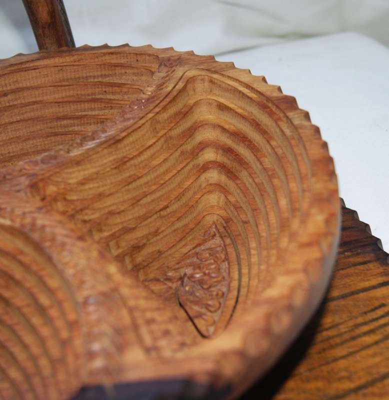 Magnificent Hand Carved 3D Folding Snack Bowl with Handle