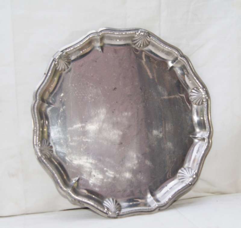 Vintage Silver Plated Scallop Edged Round Tray
