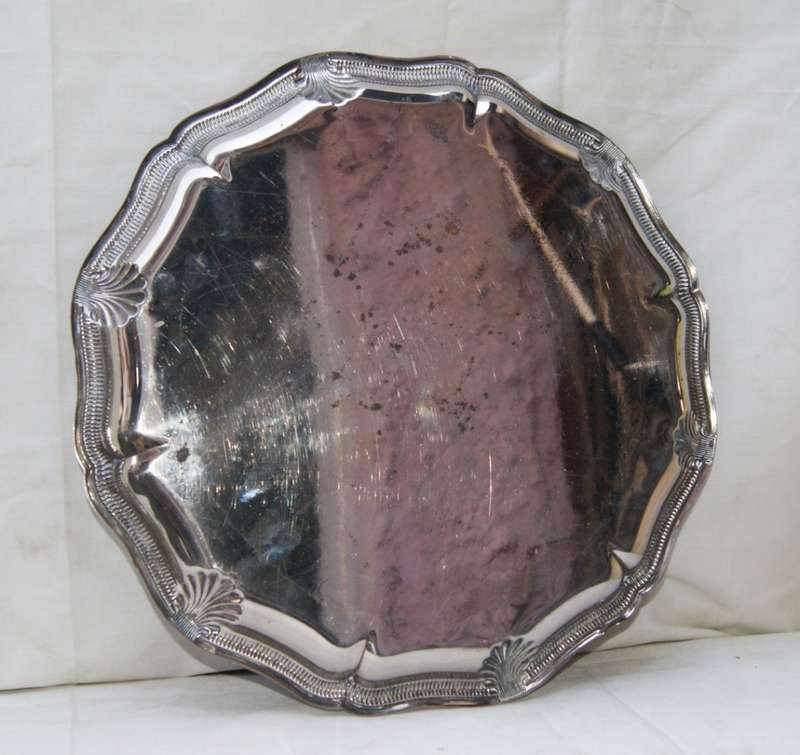 Vintage Silver Plated Scallop Edged Round Tray
