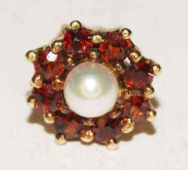 Vintage Pair of Matching 9ct Gold Pearl and Garnet Earrings with Butterflies Valued at R8000