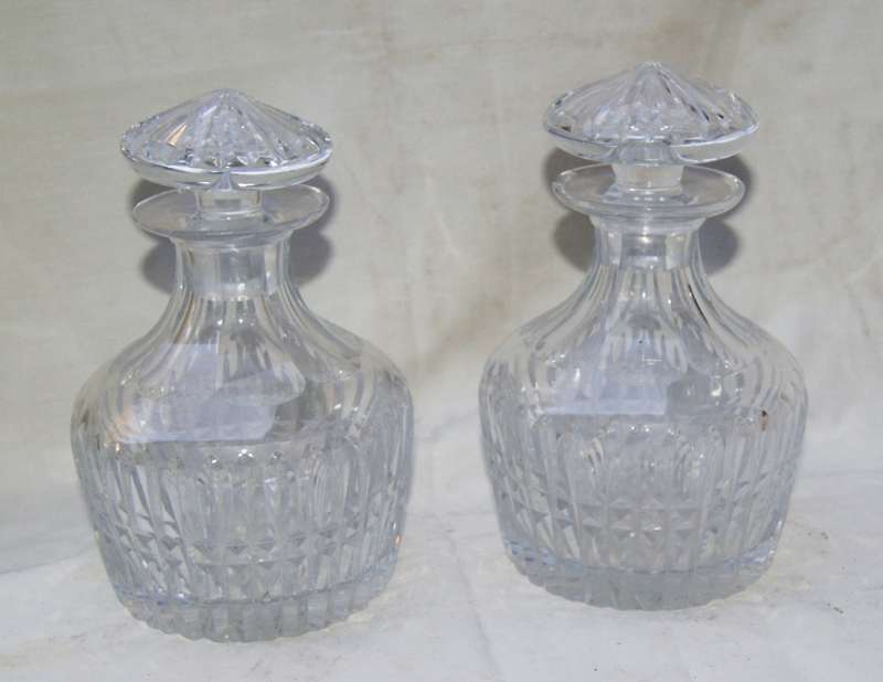 Pair of Matching Hand Cut Crystal Decanters