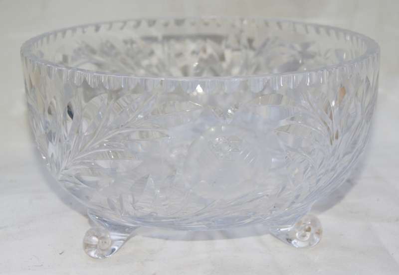 Round Rosecut Crystal Bowl (Repaired)