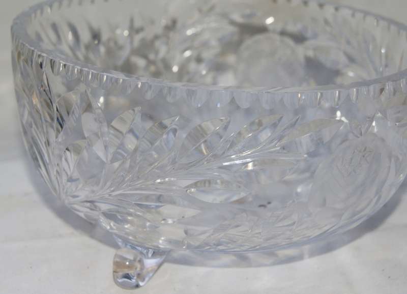 Round Rosecut Crystal Bowl (Repaired)