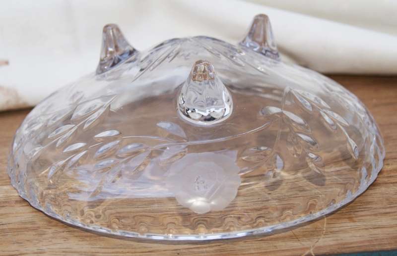 Large Crystal Rose Cut Bowl on 3 Legs