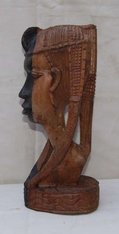 Wooden Hand Carved African Maiden