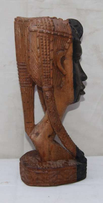 Wooden Hand Carved African Maiden
