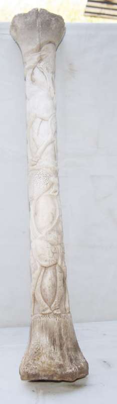 Antique Hand Carved Giraffe Bone African Scene