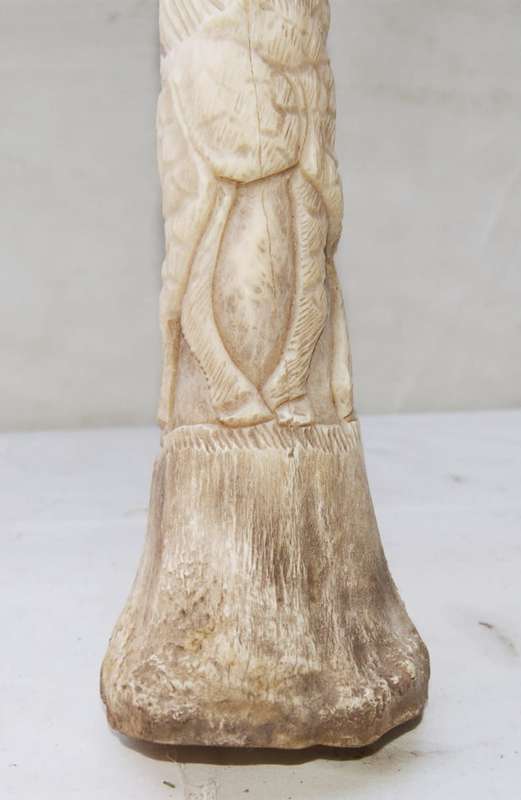 Antique Hand Carved Giraffe Bone African Scene