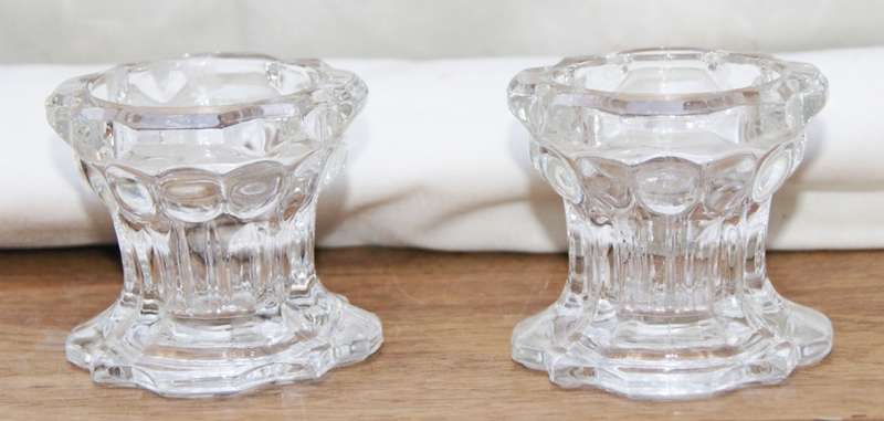 Vintage Pair of Moulded Glass Candle Holders