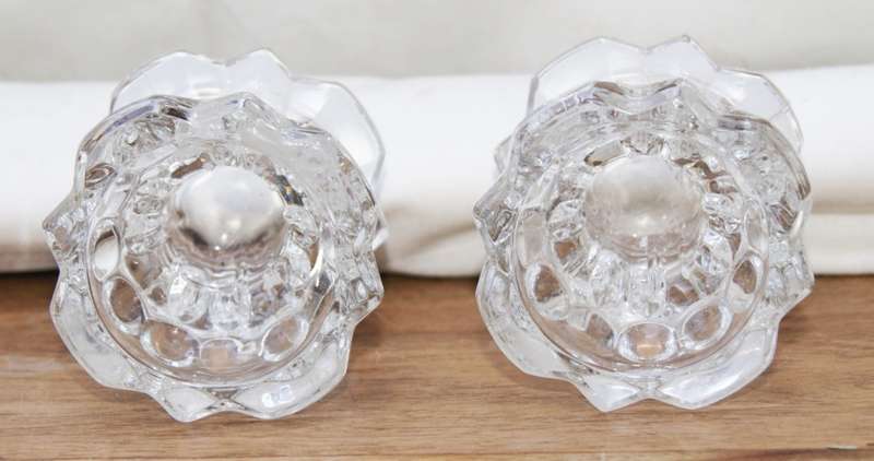 Vintage Pair of Moulded Glass Candle Holders