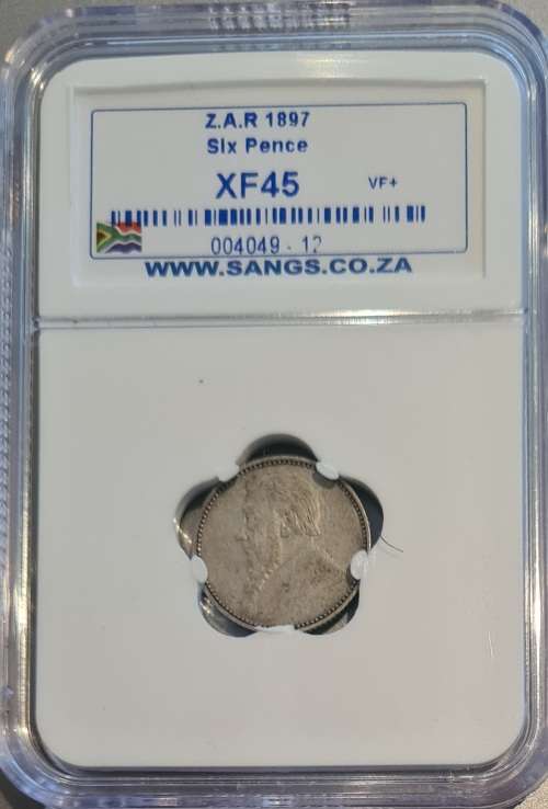 ZAR 1897 6p XF45 rare VF+