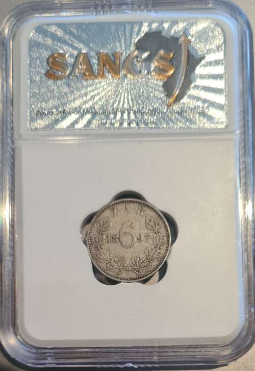 ZAR 1897 6p XF45 rare VF+