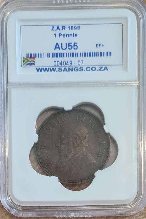 Stunning ZAR 1898 Penny from short collection year AU55