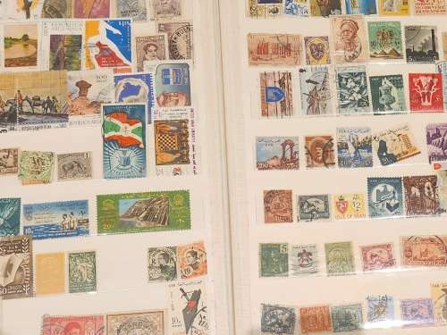 12 double pages of weird and wonderful treasure hunt stamps unvalued