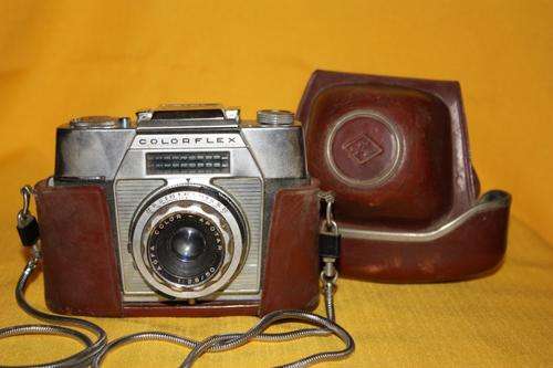 Old agfa camera in original leather casing