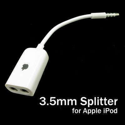 3.5mm 1 to 2 Headphone Earphone Splitter for Apple iPad / iphone / iPod