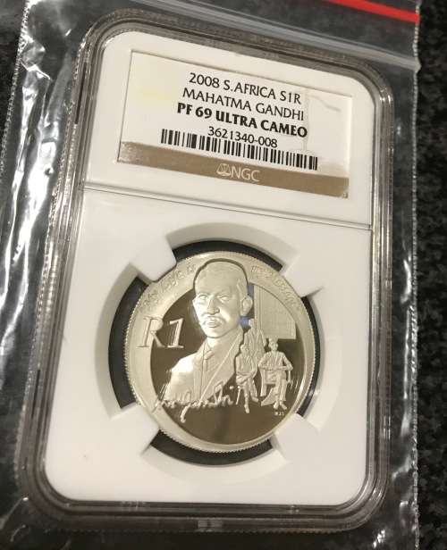 2008 Protea R1 - Mohatma Gandhi - PF 69 Ultra Cameo