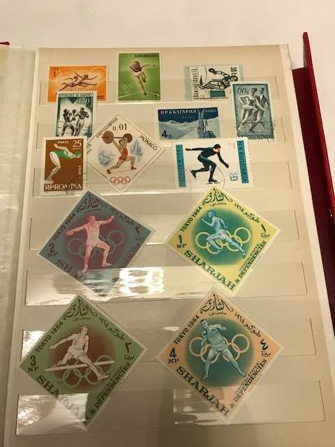 Book with collection of 286 Olympic games stamps