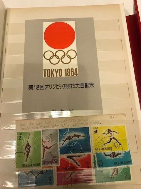 Book with collection of 286 Olympic games stamps