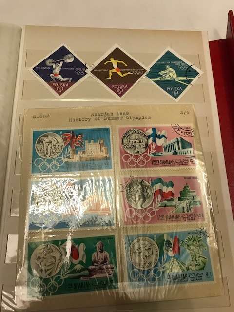 Book with collection of 286 Olympic games stamps