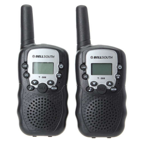 2pcs T-388 0.5W UHF Auto Multi-Channels Mini Radios Walkie Talkie Black