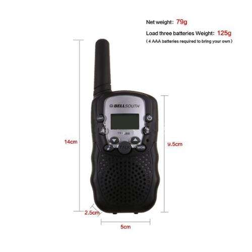 2pcs T-388 0.5W UHF Auto Multi-Channels Mini Radios Walkie Talkie Black