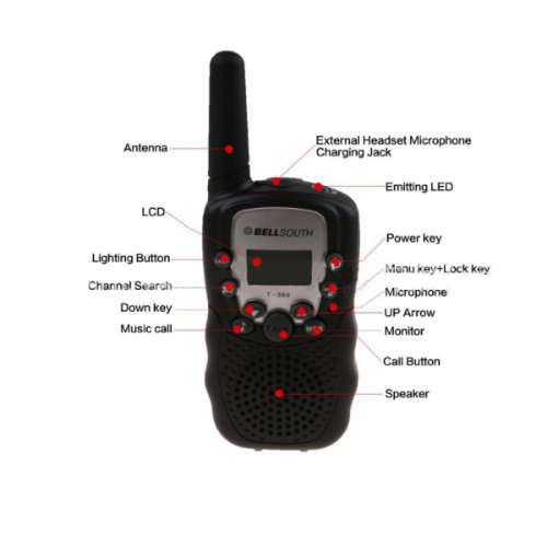 2pcs T-388 0.5W UHF Auto Multi-Channels Mini Radios Walkie Talkie Black
