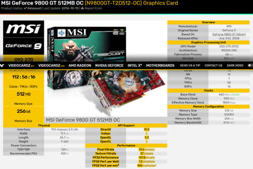 MSI GeForce 9800 GT 512MB OC