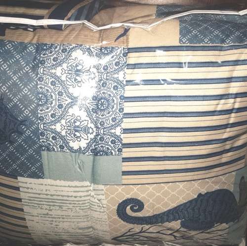 3pc Blue Sea Horse Comforter Set (Double)