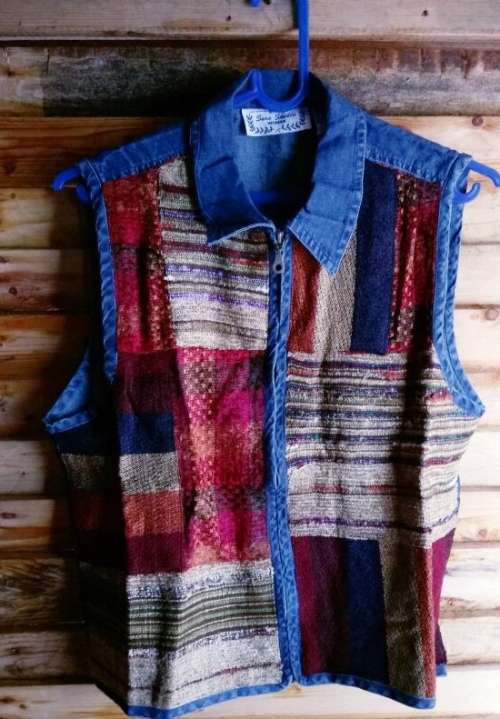 Patchwork Denim Cardigan - Size M-L