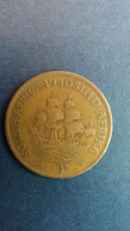 South Africa 1940 1 penny King George V1 Dromedaries Sailing Ship  *No Star After Date*