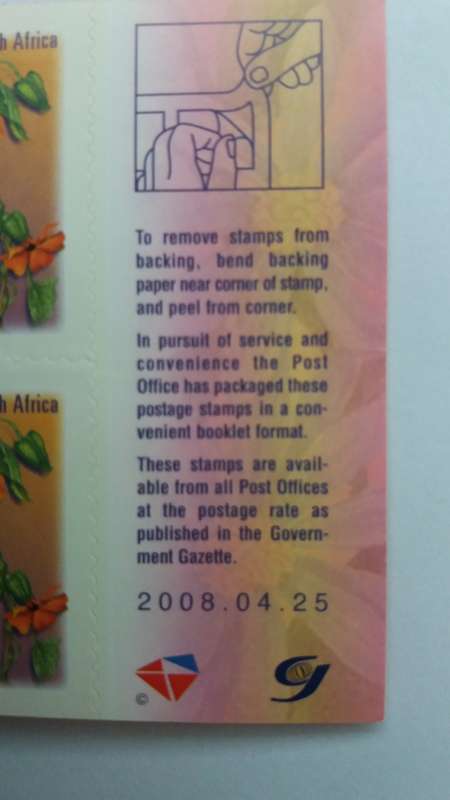 South Africa 7th Definitive Colourful Stamp booklet (x10 stamps) 2008